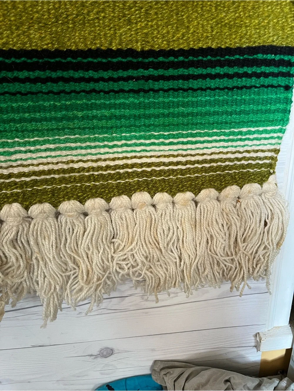 Vintage Mexican Serape Rug Blanket Southwest Wool Textile Red Boho Wall Hanging